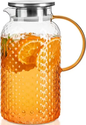 Produktbild von Glaskaraffe mit Deckel und Ausgießer - für Saft und Eistee