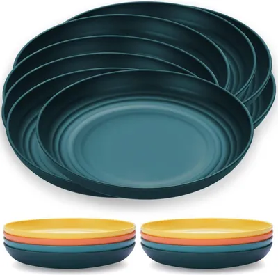 Produktbild von Kyraton Teller Set 8er 23cm Dunkelgrün Kunststoff Abendessen Picknick Outdoor