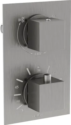Image de Cube mitigeur thermostatique douche/baignoire 2 sorties graphite (77502-66)
