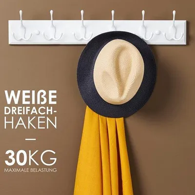 Produktbild von Famanu Wandgarderobe mit 6 Haken - Weiß