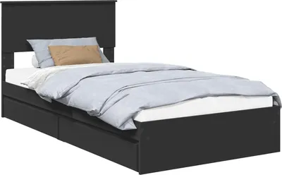 Produktbild von vidaXL Aufbewahrungsbett Schwarz 100 x 200 cm Holzwerkstoff
