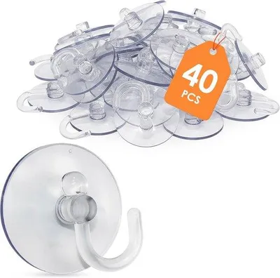 Produktbild von Famanu Set von 40 Saugnäpfen mit Haken für Lichterketten und Dekoration - einfach zu befestigen