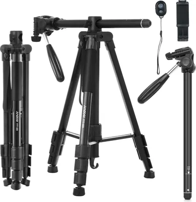 Produktbild von Andoer TTT-009 168CM / 66,14 Zoll Tragbares Fotografie Stativ Einbeinstativ Kamera Horizontales Stativ