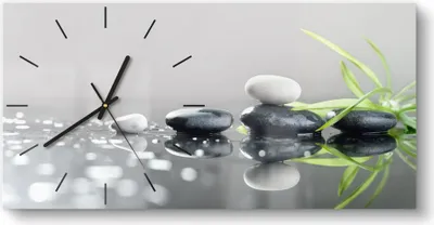 Produktbild von DEQORI Glasuhr 60x30 cm Modern 'Naturstein Arrangement' Wanduhr Glas Uhr Design leise