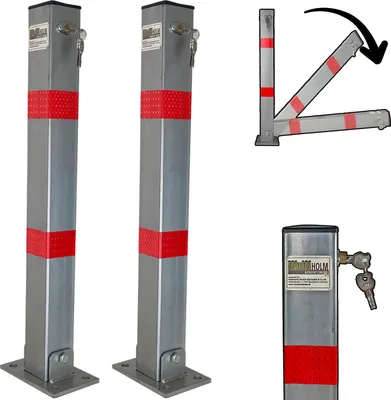 Produktbild von 2x Absperrpfosten eckig Parkplatzsperre Sperrpfosten klappbar Standfuß