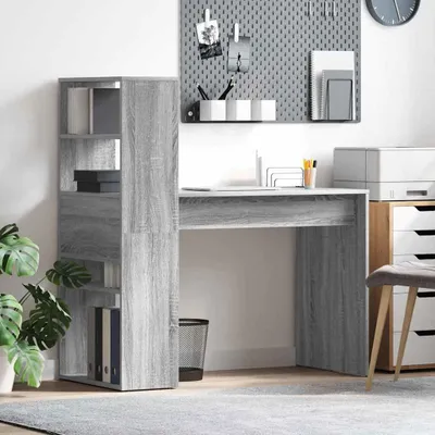 Image de Bureau exclusif - Structure en bois imitation chêne Sonoma gris, dimensions : 113 x 54 x 120 cm