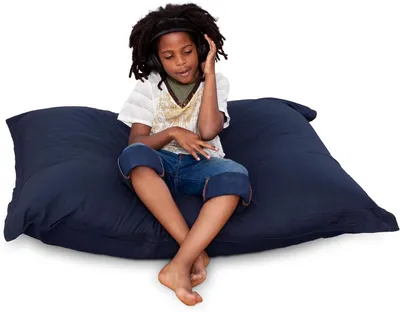Produktbild von Smoothy® Premium Riesensitzsack XL 250L aus reiner Baumwolle – 140x110 cm Sitzsack in Blau für Kinder & Erwachsene, abnehmbarer Bezug