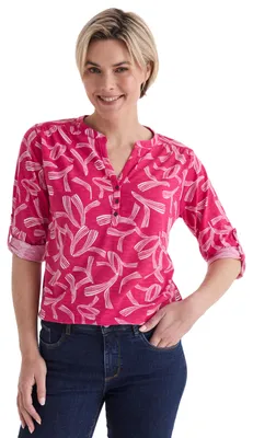 Produktbild von Stooker Women MARIE  PRINT Damen Shirt 3/4-Arm Regular Fit 44/46 pink floral aop