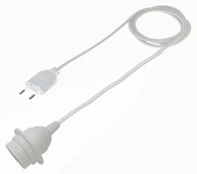 Lampenkabel 3m, E27 Fassung, Montageplatte, weiß, EU-Stecker
