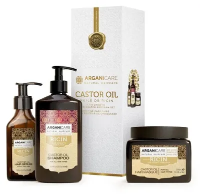 Produktbild von ArganiCare Set Ricin Trio (Haarshampoo+Haarbehandlungscrememaske+Haarserum)