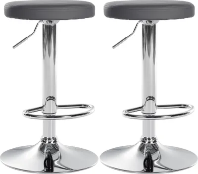 Produktbild von 2er Set Barhocker HLO-CP290 Kunstleder chrom  grau
