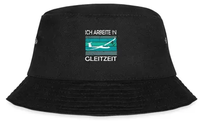 Produktbild von Spreadshirt Segelflugzeug Ich Arbeite In Gleitzeit Lustig Fischerhut, S/M (Caps), Schwarz