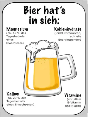 Produktbild von vianmo Holzschild 40x30 cm Bier Magnesium Kalium Vitamine