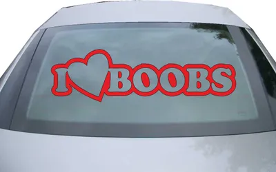 Produktbild von Indigos UG - Aufkleber Heckscheibe & Motorklappe DE2244 - rot - 600x171 mm - I Love Boobs - Auto Scheiben Fenster Heckklappe Tuning Racing JDM - Die cut
