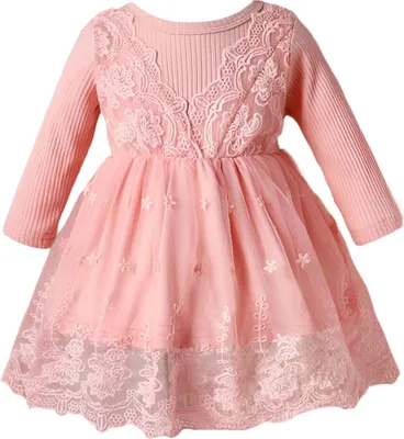 Produktbild von Rosa geripptes Kleid mit Spitze und Tüllrock, Größe 92