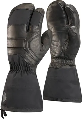 Schwarze Skihandschuhe "Guide Finger Gloves" von Black Diamond mit gepolstertem Handrücken und elastischem Bündchen.
