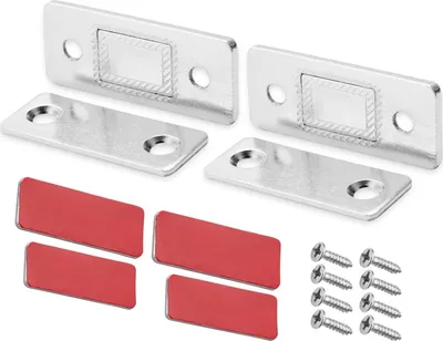Produktbild von mormark Magnetschnäpper, 41.5x16.5mm, 8 Stück, Silber, Manganstahl, Ultradünn, Selbstklebend – für Schranktüren, zum Aufkleben oder Anschrauben, Kindersicherung