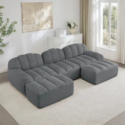 Produktbild von 3-Sitzer U-förmiges Modulares Boneless Sofa mit 2 Ottomans 288 cm Grau