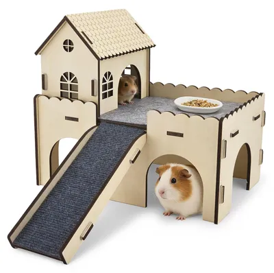 Imagen del producto de Omgoods - Casa grande para cobayas con rampa - Accesorios de juguete para cobayas
