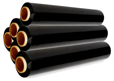 Produktbild von Palettenwickelfolie für Möbel und Gepäck, 6 Rollen, 40 cm x 150 m, Schwarz