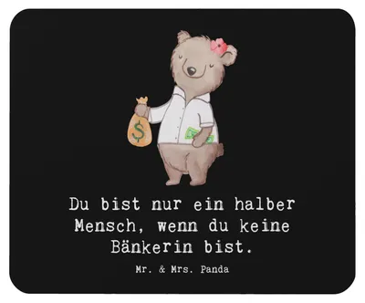 Produktbild von Mr. & Mrs. Panda Mousepad Bänkerin Herz - Schwarz - Geschenk, Beruf, Mauspad, Lustig, Spruch, Bankangestellte, computer, Mouse Pad, Witzig, laptop, Ausbildung