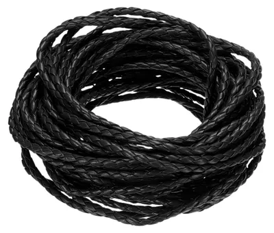 Productafbeelding van Gevlochten lederkoord - 4 mm diameter - 10 meter lengte - zwart