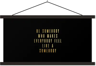 Produktbild von MuchoWow® Textilposter Zitate - Sprichwörter - Gold - Schwarz 90x45 cm mit schwarzem Rahmen - Klemmleisten