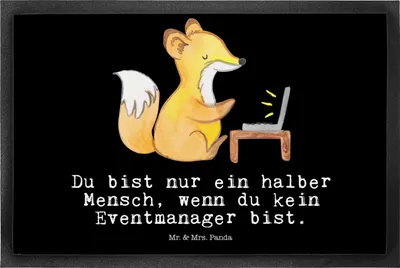 Produktbild von Mr. & Mrs. Panda Schmutzmatte Eventmanager Herz 50 x 75 cm - Schwarz - Geschenk, Beruf, Schmutzfangmatte, Fussmatte, Spruch, fußmatte, Gummimatte, Witzig, Fußabstreifer