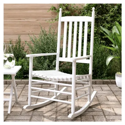 Produktbild von Schaukelstühle mit gebogenen Sitzen, 2 Stück, Weiß, Massivholz, Fichte, Gartenmöbel, Terrassenmöbel