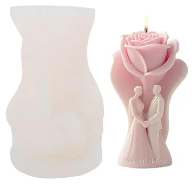 Immagine prodotto di Stampo in silicone 3D a forma di rosa per la creazione di candele e decorazioni fai-da-te, dimensioni 66x53x101 mm