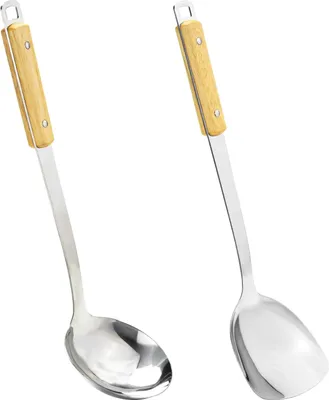 Produktbild von Wokzubehörset - Wokspatel und Wokschaufel - 2 Stück - Holz und Stahl