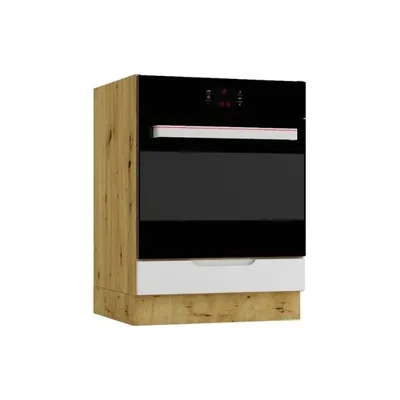 Produktbild von Küchenunterschrank 60 cm - Eiche Artisan und Hellgrau - Einbauschrank für den Backofen - Höhenverstellbar