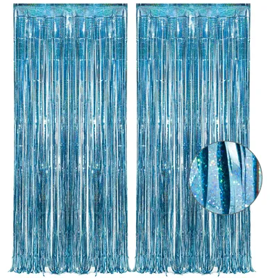 Lametta-Vorhang Partyhintergrund Blau 1m x 2,5m (2 Stück)