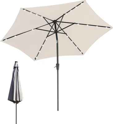 Produktbild von Faziango Sonnenschirm 2,7 m mit LED-Beleuchtung – Balkonschirm für Garten & Terrasse, beige
