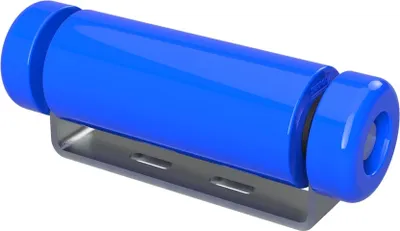 Produktbild von Polyurethan Seitenrolle mit Halter inkl. Endkappen Bootstrailer Sliphilfe verzinkt SUPROD, 200 mm (+ EC), blau