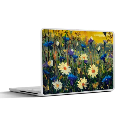 Produktbild von MuchoWow® Laptop Aufkleber Sticker Cover Ölfarbe - Blumen - Malerei 31x22.5 cm - Laptop-Deko