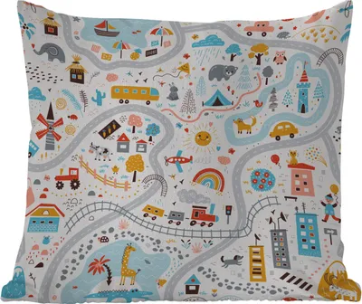 Produktbild von MuchoWow® Outdoor Kissen - Kinder - Auto - Stadt - Tiere - 45x45 cm - Wetterfest - Lounge Kissen - Fotokissen - Dekoratives Kissen