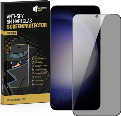 A product package for a screen protector, with the screen protector itself displayed next to it.