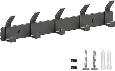 Produktbild von Ibenzoa® Multifunktionale Wandgarderobe aus rostfreiem Edelstahl, 5 Haken, Grau – korrosionsbeständig, kratzschonend, platzsparend für Flur, Bad, Küche
