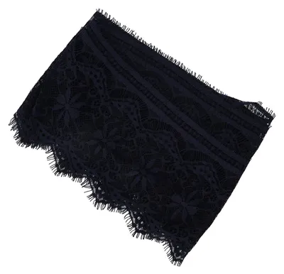 Productafbeelding van Kantwerk van polyesterzijde - 14,5 cm breed - textieldecoratie - marineblauw