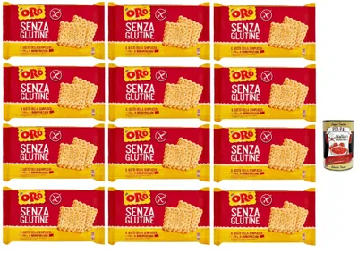 Produktbild von Saiwa Oro Biscotti, senza Glutine, Gluten -freie Kekse, gluten free biscuits, Ideal für ein glutenfreies Frühstück, 12x 200g + Italian Gourmet polpa 400g