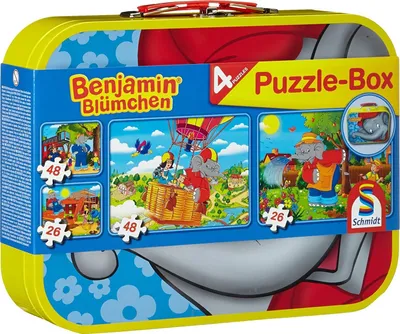Image de Benjamin Blümchen. Boîte de puzzle 2 x 26, 2 x 48 pièces