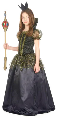 Obrázek produktu pro Halloweenský kostým Zlá královna pro dívky černo-zlatý S 4-6 let (110-120 cm)