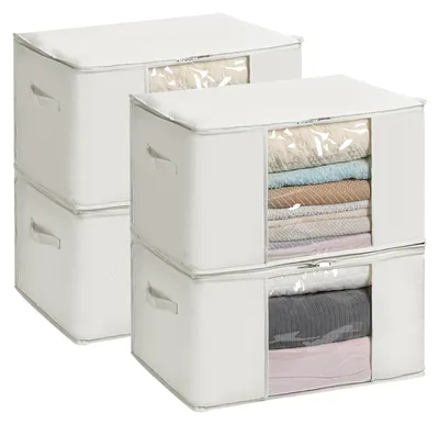 Aufbewahrungstasche mit Reißverschluss, 60x40x35 cm, 4er-Set, beige