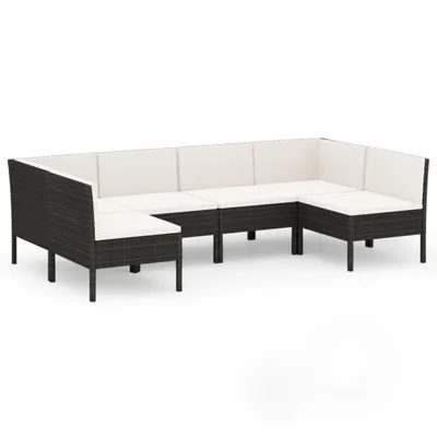 Produktbild von 6-tlg. Garten-Lounge-Set mit Auflagen Poly Rattan Schwarz
