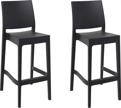 Produktbild von TPFLiving 2er Set Barhocker Maybrit Kunststoff Schwarz