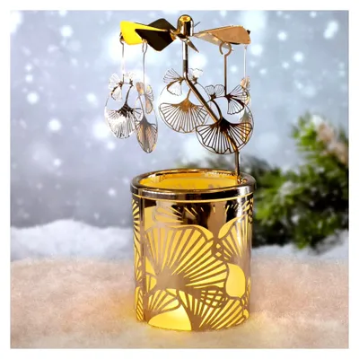 Produktbild von Rotierender Kerzenhalter mit Karussell-Teelichtern und Metallaroma, Heimdekoration mit Silberstern- und Eulenmotiv, Geschenk für Hochzeit, Valentinstag, Braut, Frau, Geburtstag