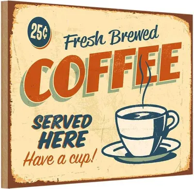 Produktbild von vianmo Holzschild 12x18 cm Kaffee fresh brewed Coffee Essen Trinken