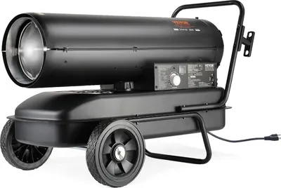 Immagine prodotto di Riscaldatore ad aria calda a cherosene/gasolio VEVOR, riscaldatore per ambienti a siluro da 100.000 BTU, portatile con controllo termostatico, serbatoio da 38 litri, efficiente riscaldatore a paraffina per uso interno ed esterno per casa, cantiere, industria, officine, nero