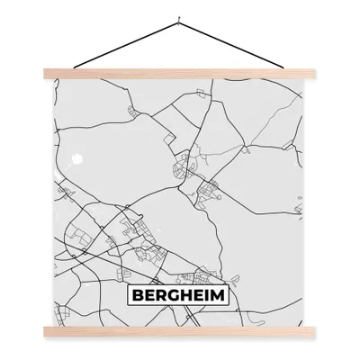 Produktbild von MuchoWow® Textilposter Karte - Deutschland - Stadtplan - Karte - Bergheim 40x40 cm mit holzfarbenen Rahmen - Posterleiste